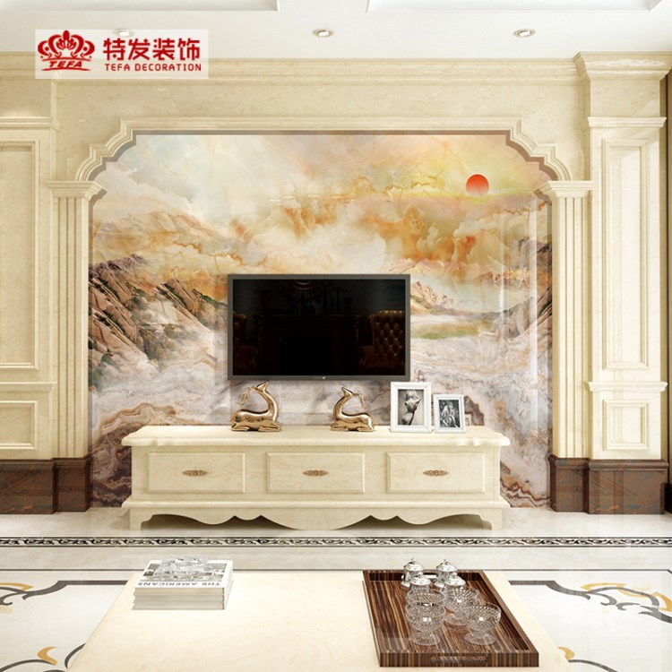 特發(fā) 客廳電視沙發(fā)羅馬柱背景墻雙柱無雕花 歐式現(xiàn)代簡約風(fēng) 
