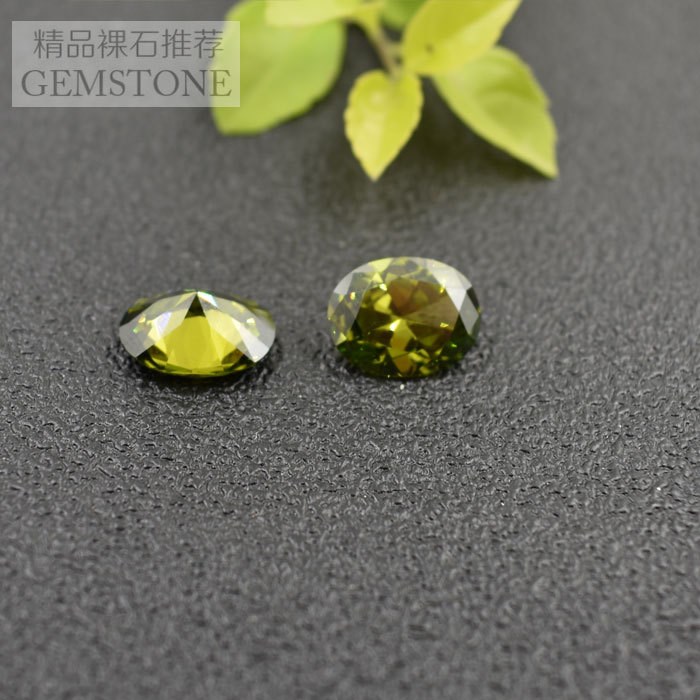 橄欖綠橢圓形寶石批發(fā)綠色鋯石寶石加工 Dark Peridot 蛋形裸石