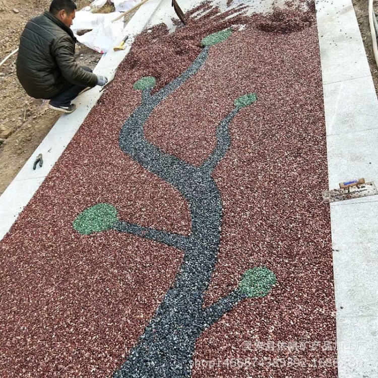 天然彩色機(jī)制小石子 海綿城市透水地坪骨料 園藝造景雜色鵝卵石