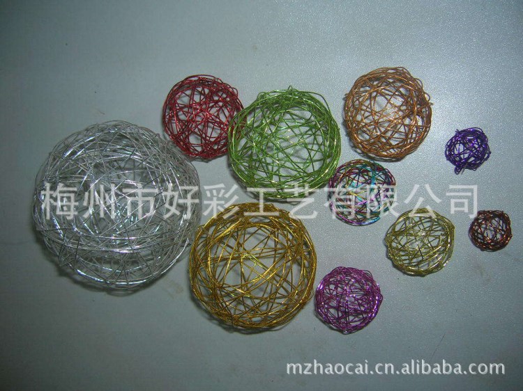 LED裝飾掛件 彩色鐵線球 鐵絲球 彈簧鐵絲球 圣誕節(jié)慶裝飾工藝品