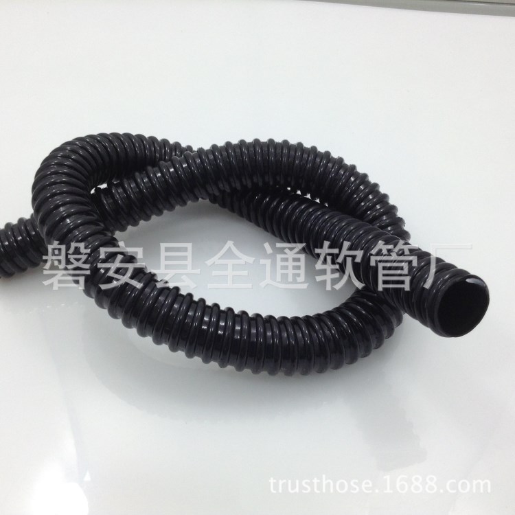 供應(yīng)工業(yè)吸塵用 直徑38mm內(nèi)壁光滑 耐磨耐壓黑色pvc波紋軟管