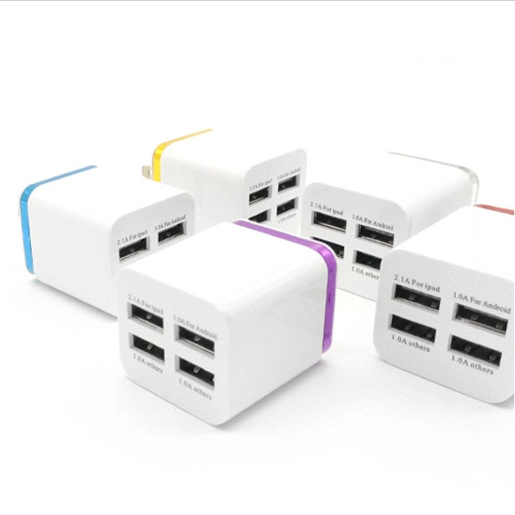 于夢莎小米4口usb充電器 多口安卓蘋果6s手機通用智能插座