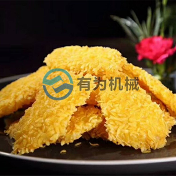 隧道式雞排裹粉機(jī)專用設(shè)備 魚排加工油炸生產(chǎn)線上粉裹糠機(jī)