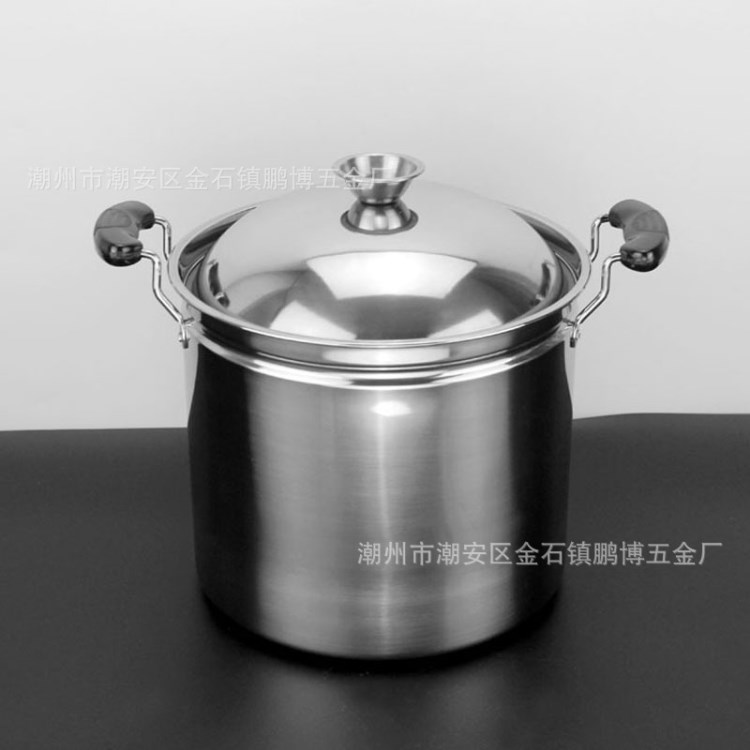 無磁不銹鋼特高鍋平耳 煮粥鍋直身湯鍋廚房廚具多用鍋18cm-26cm