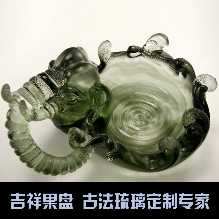 創(chuàng)意家居生活用品 古法琉璃大象果盤 創(chuàng)意擺件 現(xiàn)代家居