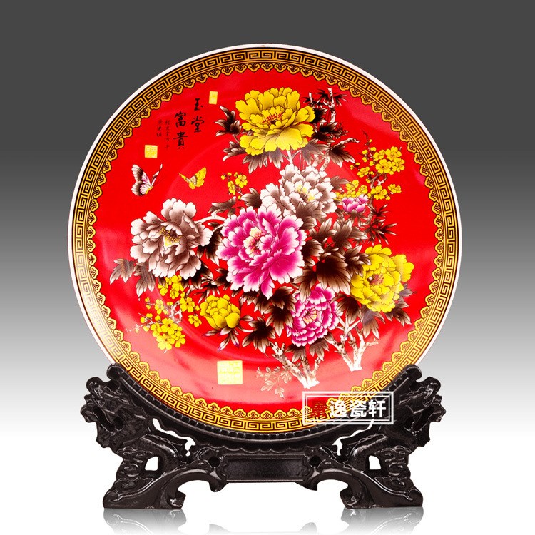 景德鎮(zhèn)創(chuàng)意家居客廳擺件時(shí)尚現(xiàn)代裝飾工藝品擺設(shè)陶瓷盤子掛盤