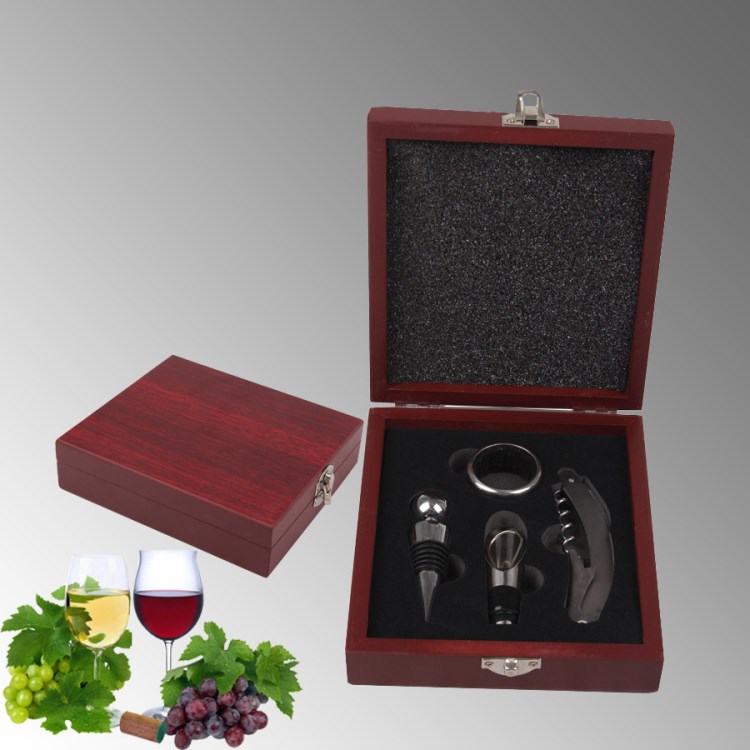 开瓶器木盒套装 红酒酒工具4件套 开瓶器礼盒套装 启瓶器 酒具