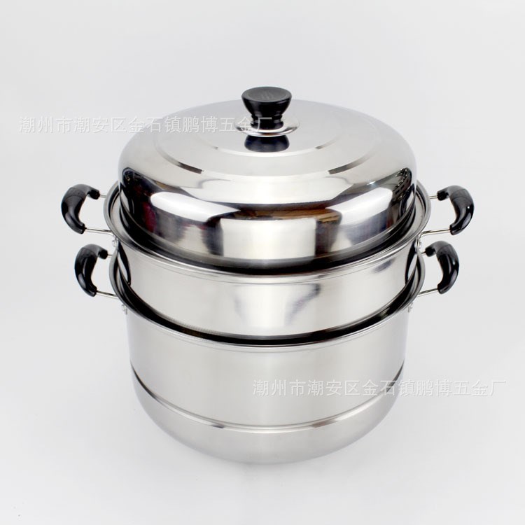 不銹鋼雙層蒸鍋 復(fù)底二層蒸湯鍋蒸煮鍋 家用廚房二用鍋 26cm-32cm