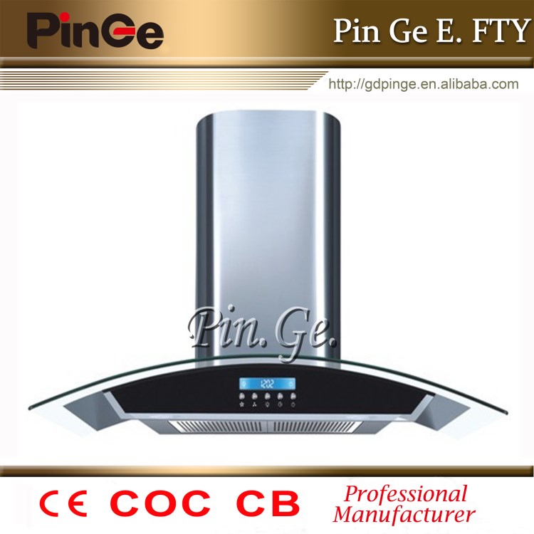 供應抽油煙機出口鋼化玻璃不銹鋼弧型平網90CM吸油煙機PG25H-90