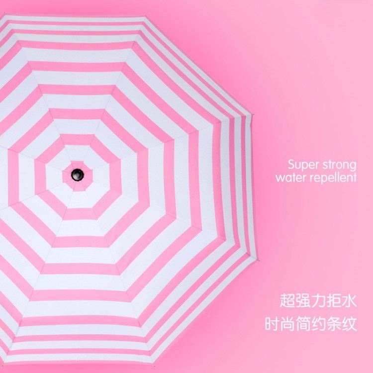創(chuàng)意海軍條紋黑膠晴雨公主遮陽傘防曬傘雨傘防紫線外折疊太陽傘