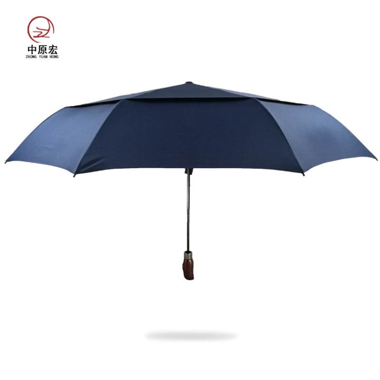雨傘廠家直供三折自開收雙層透氣傘折疊禮品傘廣告傘可印LOGO實木