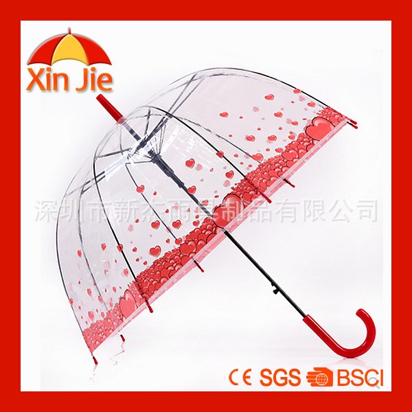 新杰雨具廠家加工生產(chǎn)防水直桿廣告禮品雨傘pvc時(shí)尚透明雨傘