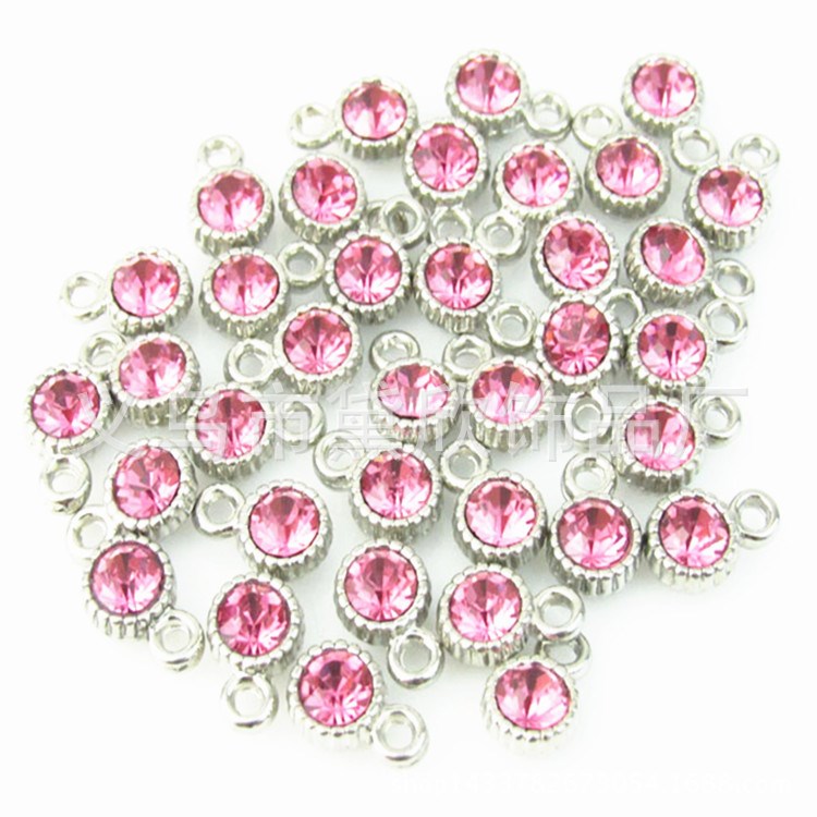 新款歐美時(shí)尚手鏈DIY配件 合金玫紅色水晶小掛件 dangle charms
