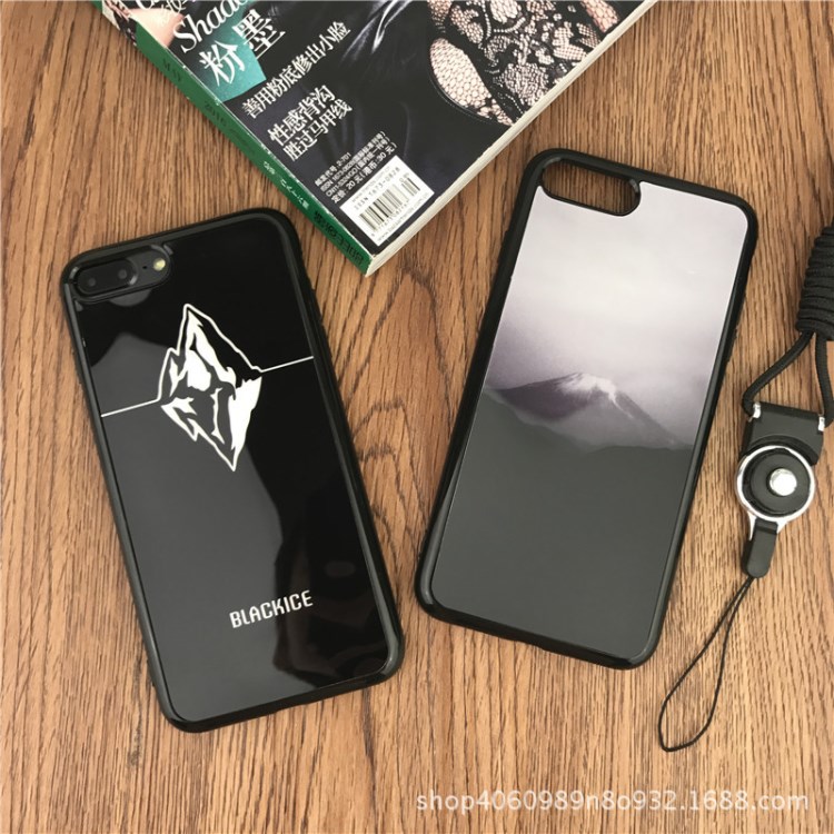 iphone8硅膠蘋果7黑白山水6手機(jī)殼X鏡面卡通tpu彩繪Plus創(chuàng)意