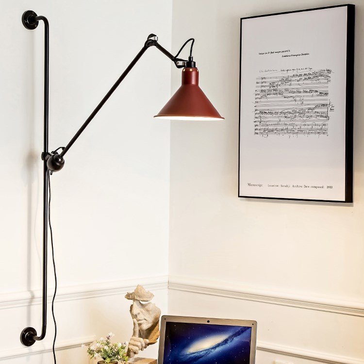 北歐后現代簡約搖擺式壁燈設計師工業風客廳床頭LED護眼升降壁燈