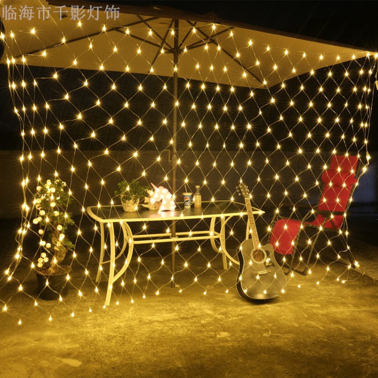 LED漁網燈圣誕節日新年裝飾窗簾網狀 背景燈工程亮化戶外防水彩燈