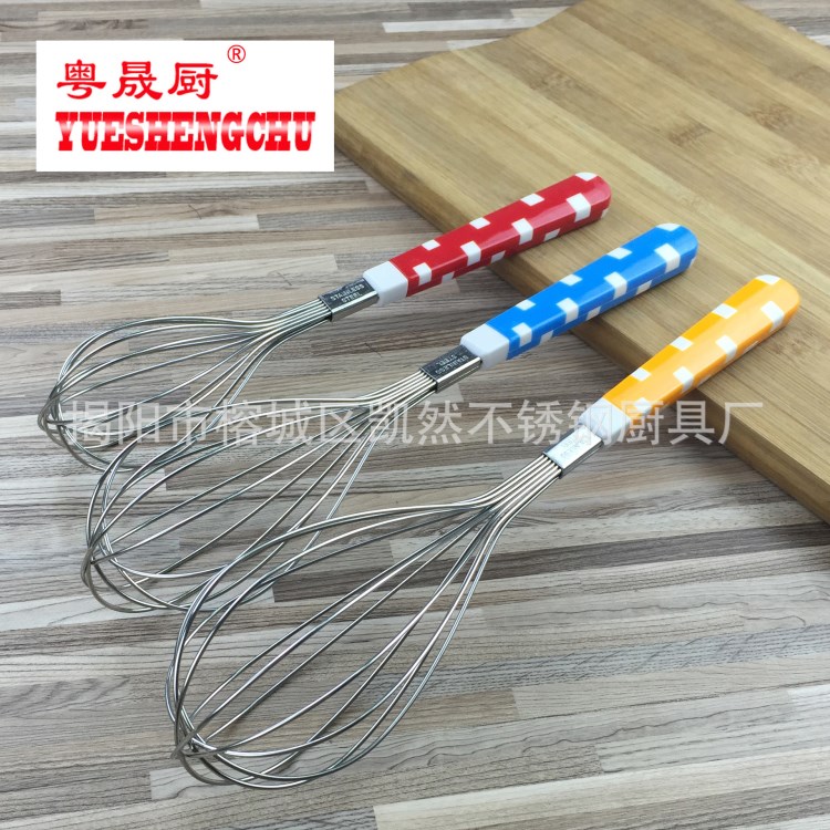 不銹鋼多彩塑料柄打蛋器 斑點柄打蛋器 雙色柄打蛋器廚房小工具
