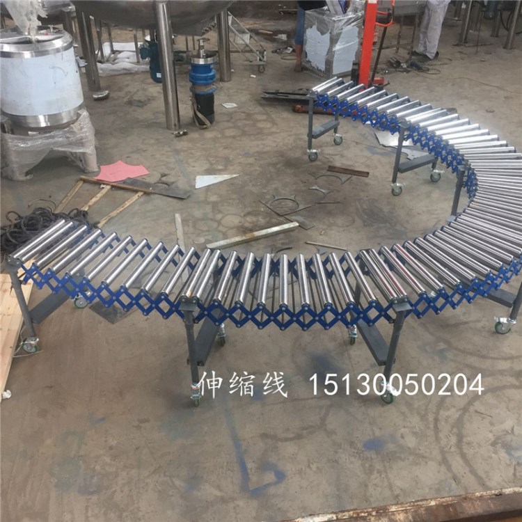 伸縮滾筒輸送機 不銹鋼伸縮動力滾筒流水線無動力輥筒輥道輸送機