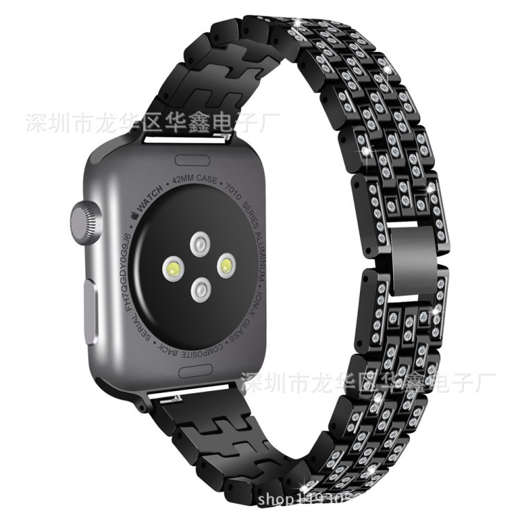 適用于apple watch蘋果鋅合金表帶iwatch五珠鑲鉆鏈?zhǔn)街悄鼙韼?
                                                         style=