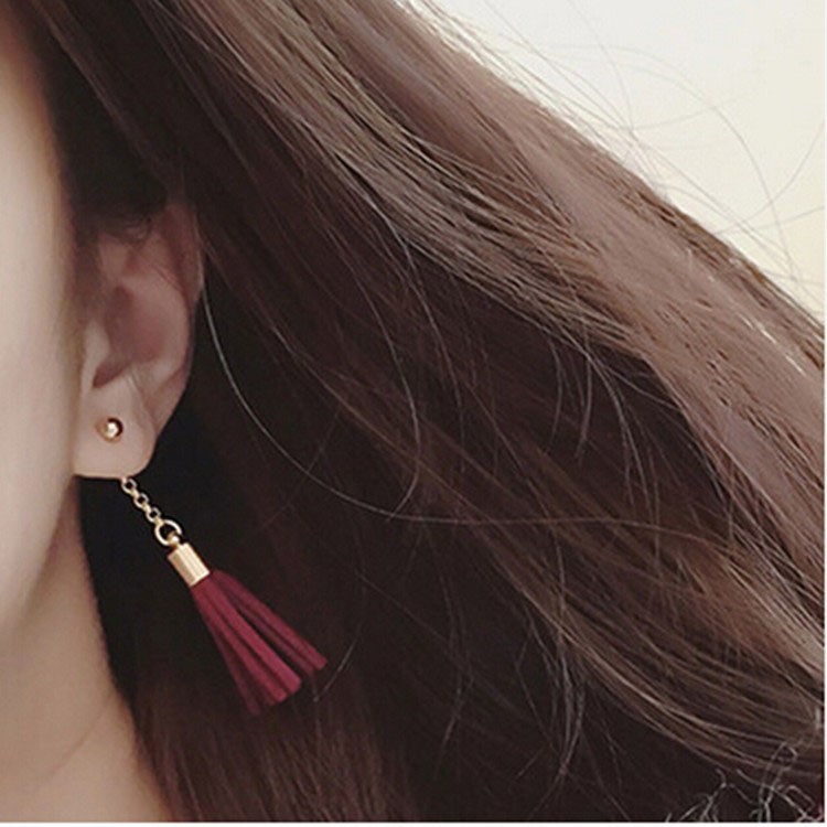 韓國時尚防過敏長款后掛式鏈條流蘇耳環淑女耳飾百搭氣質一件代發