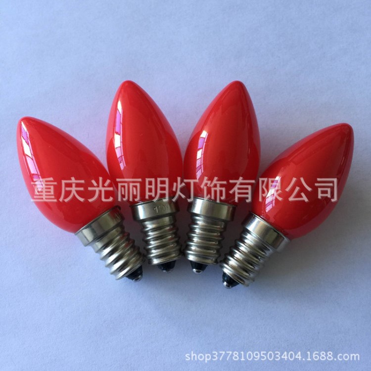 LED C7  E12S內(nèi)涂紅玻璃燭形燈泡