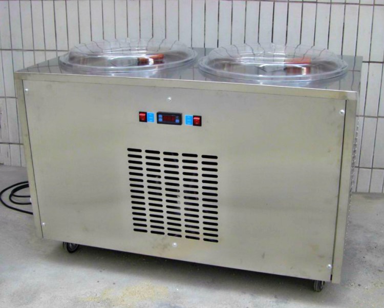商用炒冰機 雙鍋手動炒酸奶機水果 雙圓平鍋炒冰淇淋機
