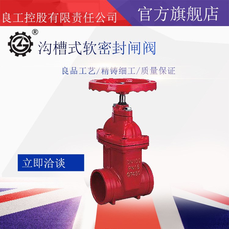 溝槽式彈性座封閘閥 消防用軟密封閘閥  卡箍連接閘閥