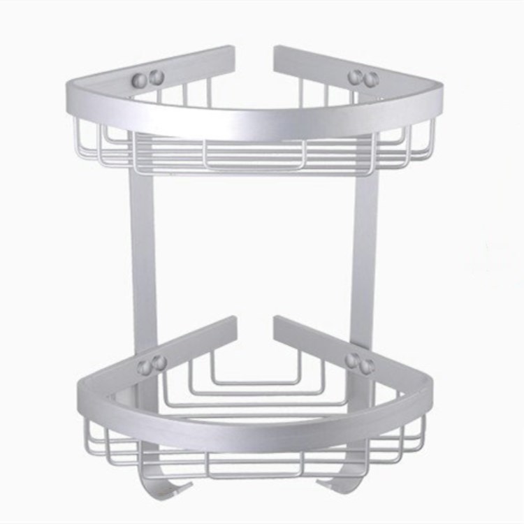 卫生间置物架 壁挂太空铝浴室置物架 三角架 双层置物架角篮 4815