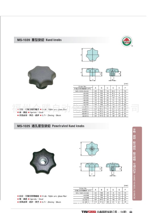 台湾由鑫可调式把手MS-403-45-M4,M5,M6原装品质