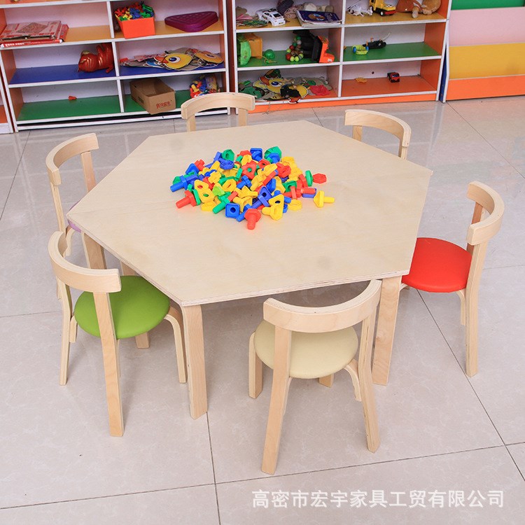 兒童餐桌 創意原木色餐桌兒童桌可定制 兒童桌椅學生學習桌