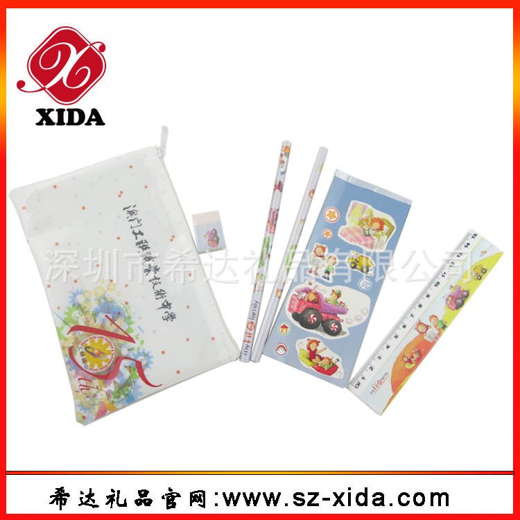 澳門學校禮品  6件套入PVC袋拉鏈文具組合套裝 學校禮品文具