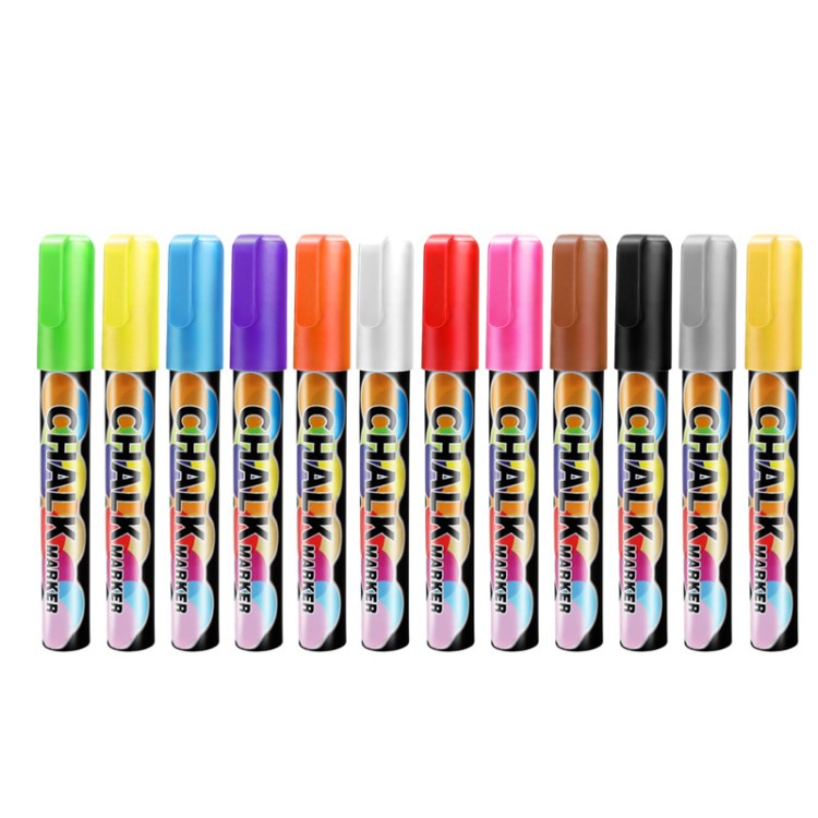 6mm 亞馬遜 EBAY  Chalk Markers 環(huán)保12色液體粉筆套裝外貿(mào)直銷