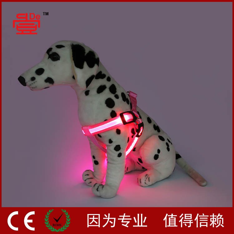 廠家定做 LED發(fā)光胸背套 大中小型狗犬胸背帶 寵物警示用品