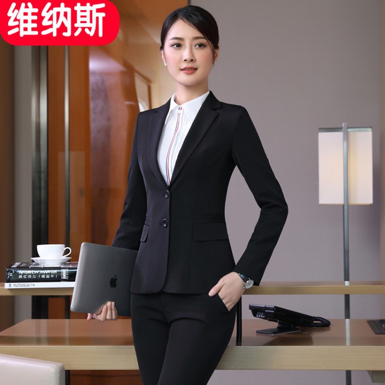 職業(yè)套裝女秋冬大碼商務(wù)正裝西裝經(jīng)理工作服兩粒扣女士西服長袖