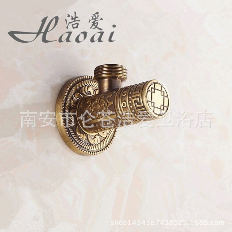 浩愛衛浴廠家直銷歐式雕花仿古角閥 仿古三角閥 加厚  熱水器閥門
