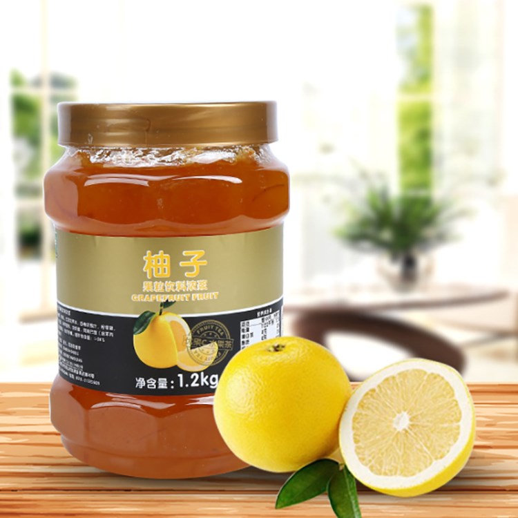 鮮活柚子果肉原漿果醬1200g/瓶柚子花果茶優(yōu)果C罐裝奶茶原料