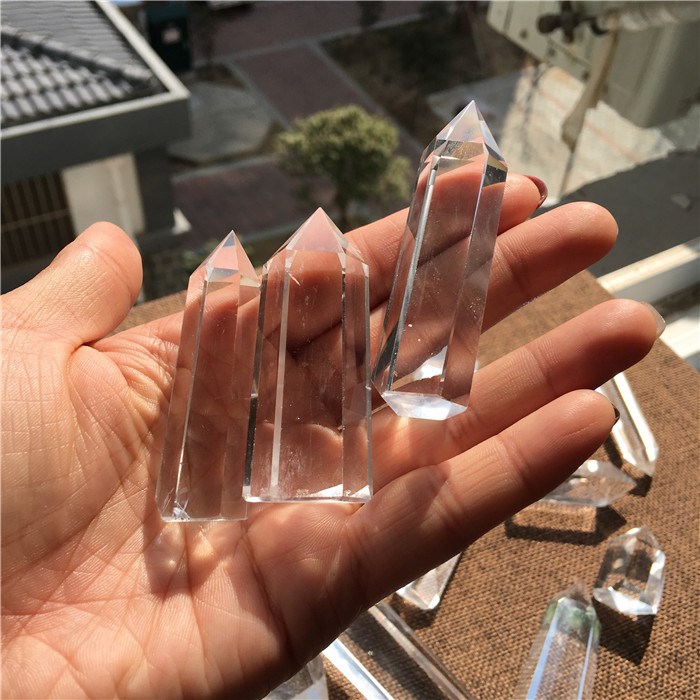 天然白水晶六棱柱擺件原石正六邊形單尖水晶柱家居風水擺飾