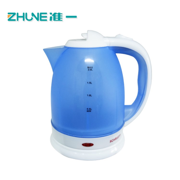 準(zhǔn)一電熱水壺PP塑料雙水窗電水壺快速電熱水壺2L燒水壺工廠批發(fā)