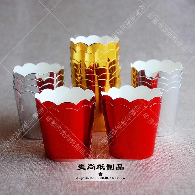 金銀紅杯子蛋糕紙杯戚風紙托小號鋁箔高溫烘焙紙杯高溫機制杯
