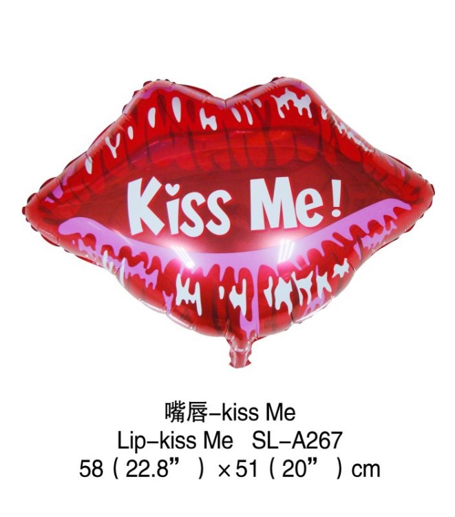 印字KISS ME 紅嘴唇 鋁膜氣球 求婚婚慶用品房間布置淘寶