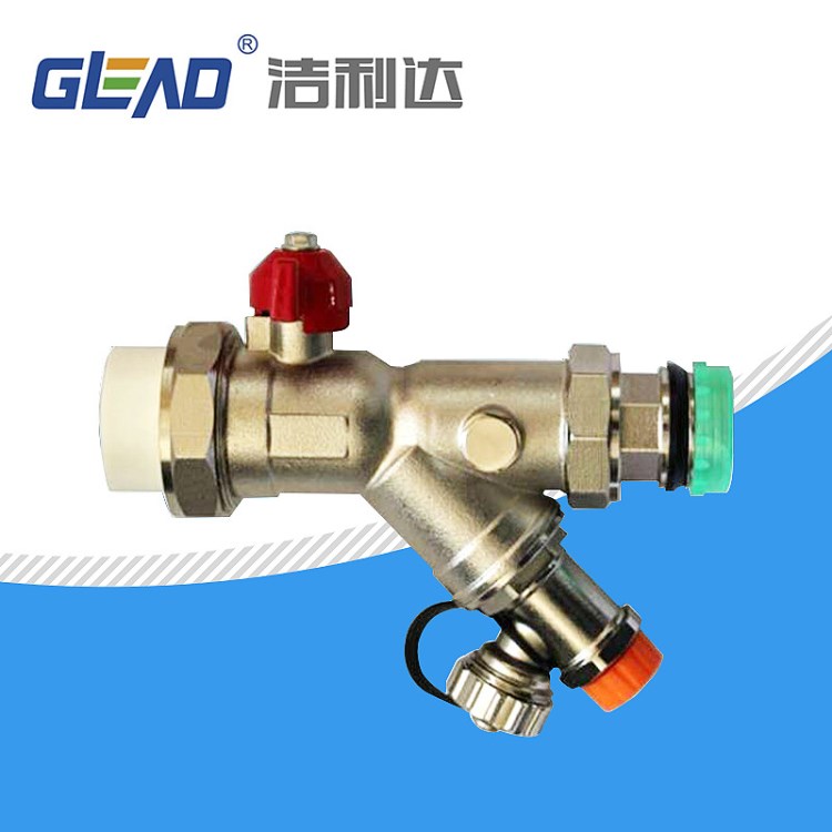 廠家供應 32PP-R潔利達帶表排污過濾器球閥鍍鎳