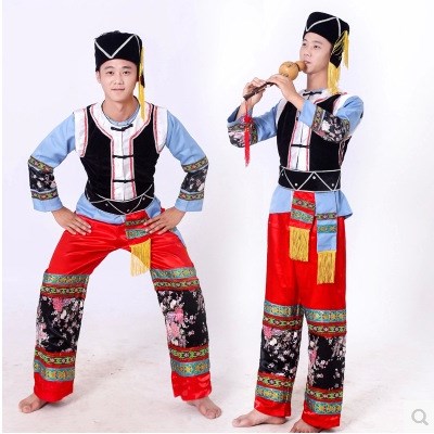 新款少數(shù)民族苗族演出服裝侗族舞臺表演服飾土家族服廣場舞蹈男裝