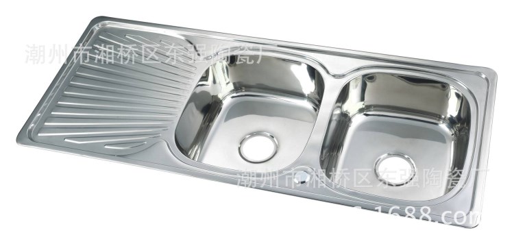 1.2米長(zhǎng)雙盆不銹鋼帶板double sink with drainerboard,非洲水槽