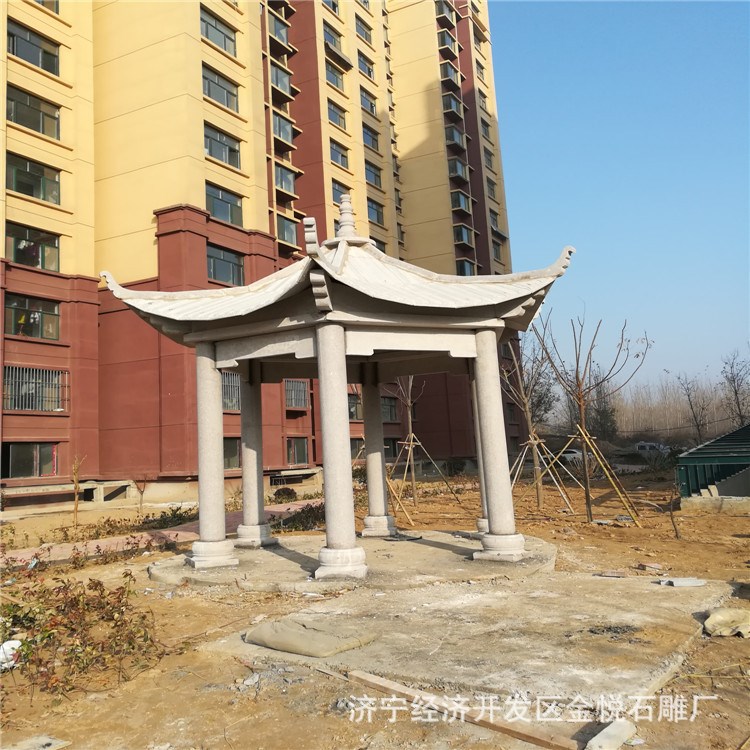 小區石亭單層花崗巖六角石亭 景區石亭石雕涼亭 定做石雕亭子