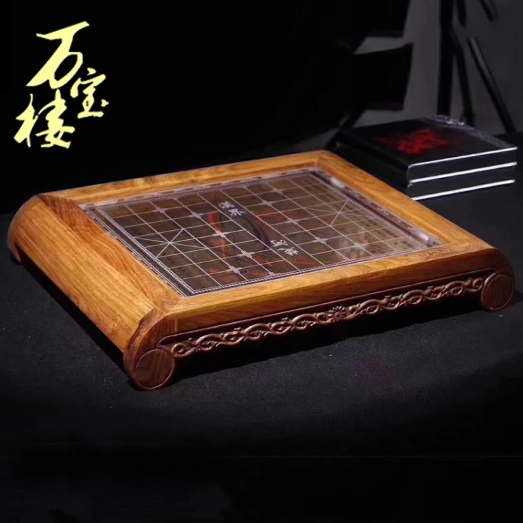 銀象棋999銀鑲嵌緬甸花梨木棋盤創(chuàng)意工藝品送禮特色擺件