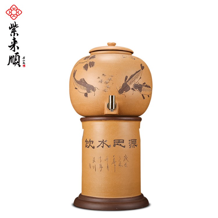 紫來順 廠家批發(fā)紫砂水缸凈水器帶龍頭酒缸茶樓家居茶具配件670