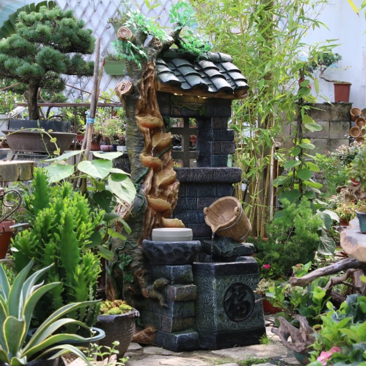 廠家直銷古井魚(yú)缸噴泉流水景觀霧化加濕擺設(shè)風(fēng)水石磨招財(cái)陽(yáng)臺(tái)