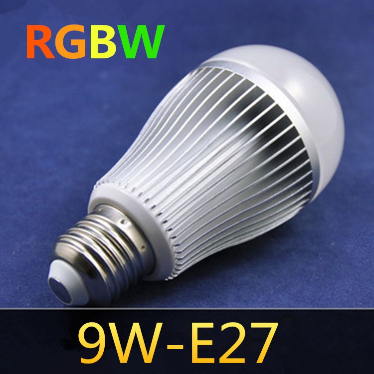 2.4G  led9w rgbw球泡燈遙控智能燈彩泡金屬外殼照明燈廠家批發(fā)