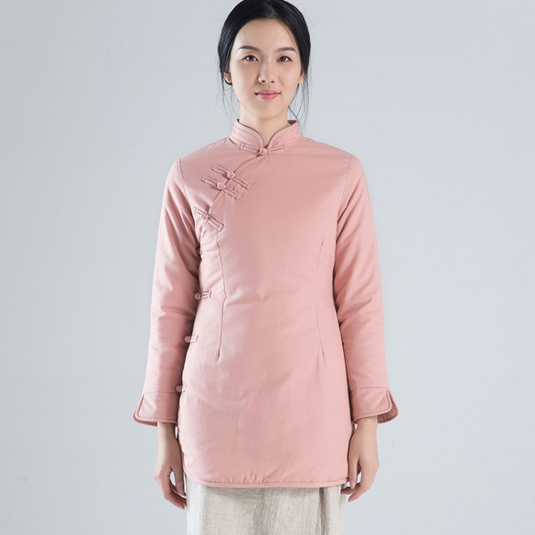 二喜茶服11510 中式復古茶服棉襖中長款棉袍中式復古改良旗袍棉襖