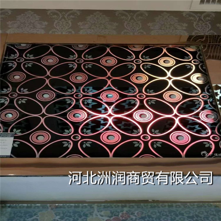 裝飾玻璃鏡背景墻鋼化茶鏡藝術拼鏡深雕電視墻彩繪現代歐式花玻璃